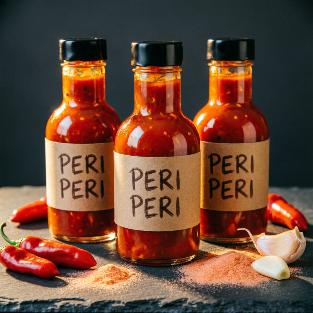 Original peri peri sauce bottles - authentic African bird's eye chili hot sauce