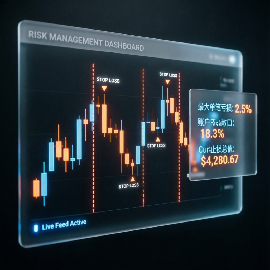 Risk management dashboard showing stop loss and drawdown controls