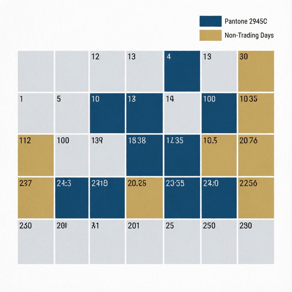 Calendar illustration showing trading days in a year for forex markets