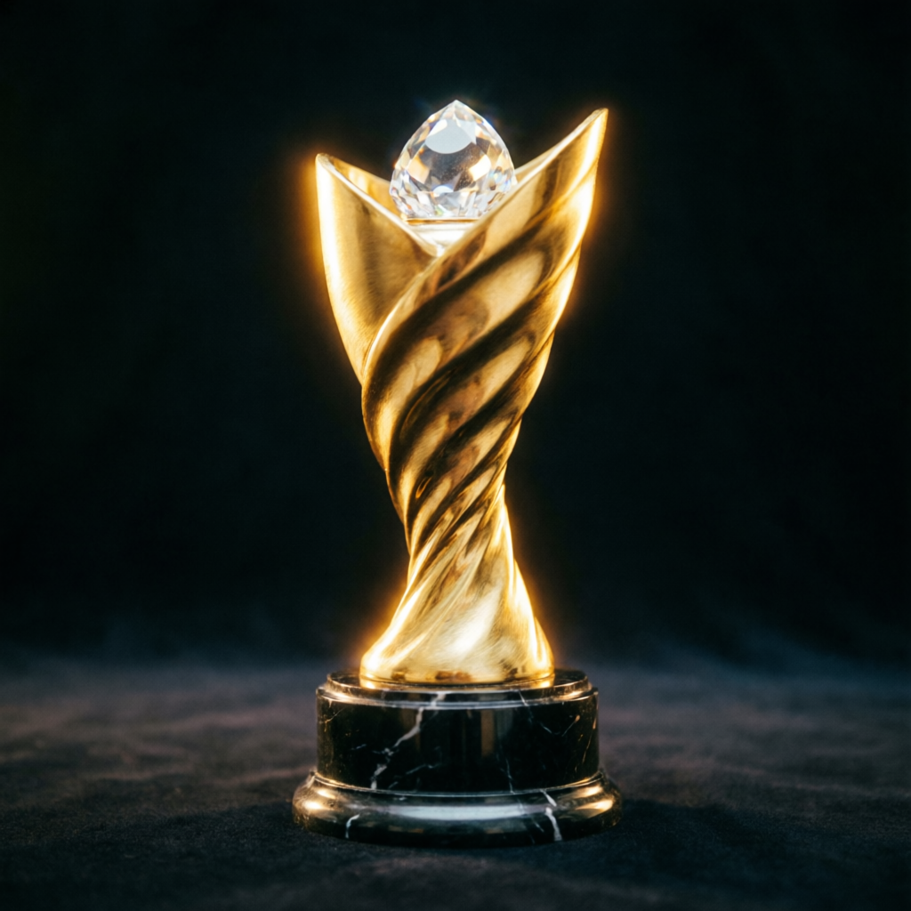Premium gold trophy award for trading excellence achievement