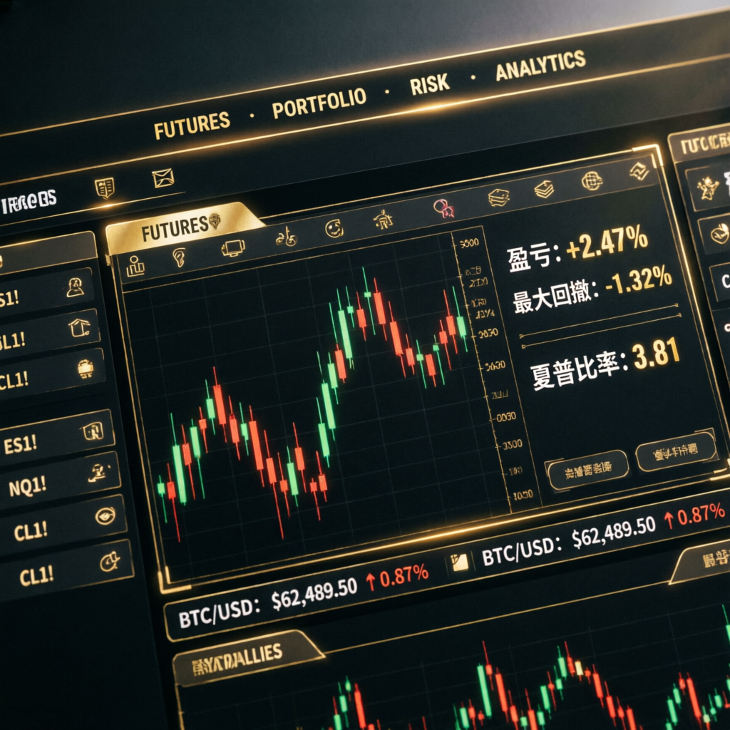 Professional My Funded Futures trading dashboard showing futures charts and analytics