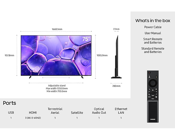 Samsung U8100F dimensões e especificações