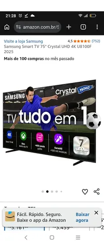 Samsung U8100F 75 polegadas design elegante