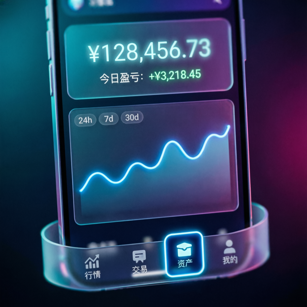 Mobile trading app showing account balance and profit chart