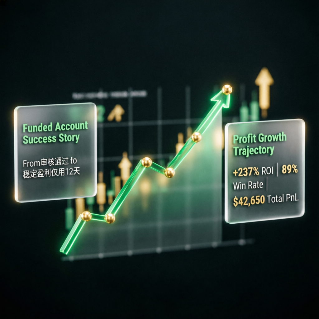 Funded account success story with profit growth trajectory