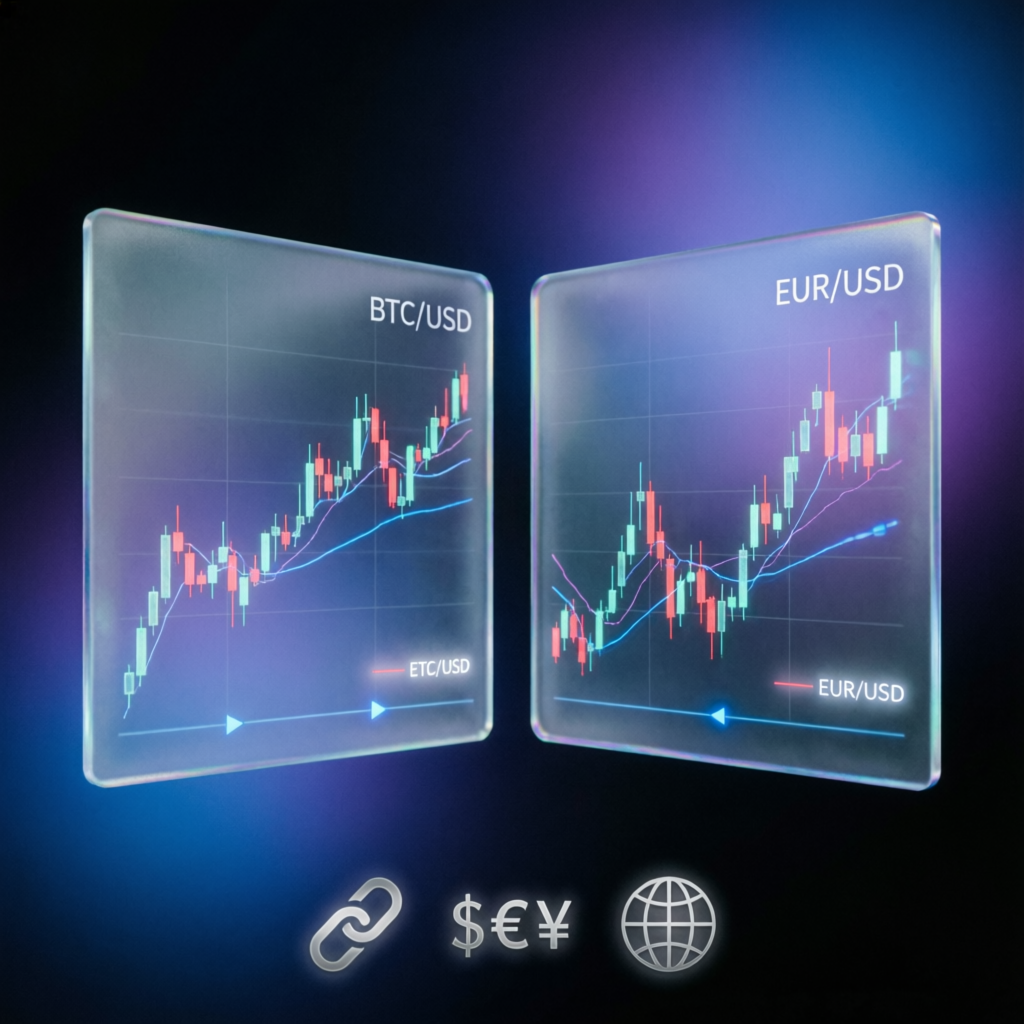 Multi-market trading comparison showing different asset classes