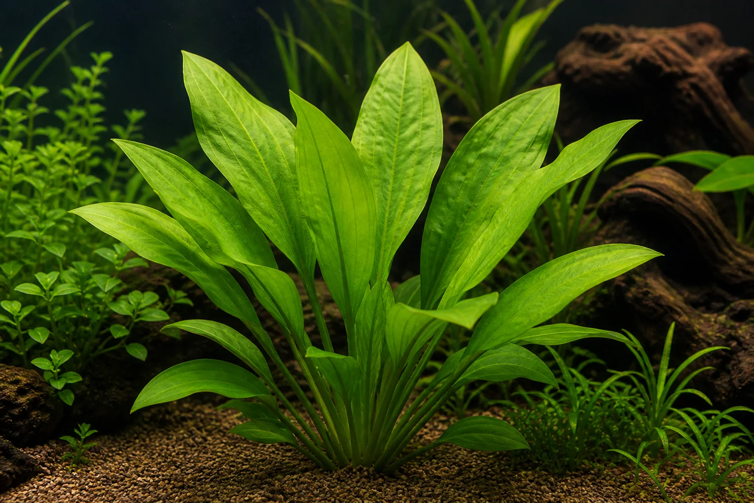 Rosal de espada de Amazonia (Echinodorus bleheri) en acuario