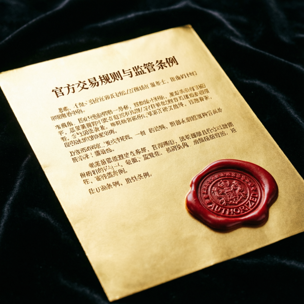 Official trading rules document with golden seal representing authorized prop firm regulations