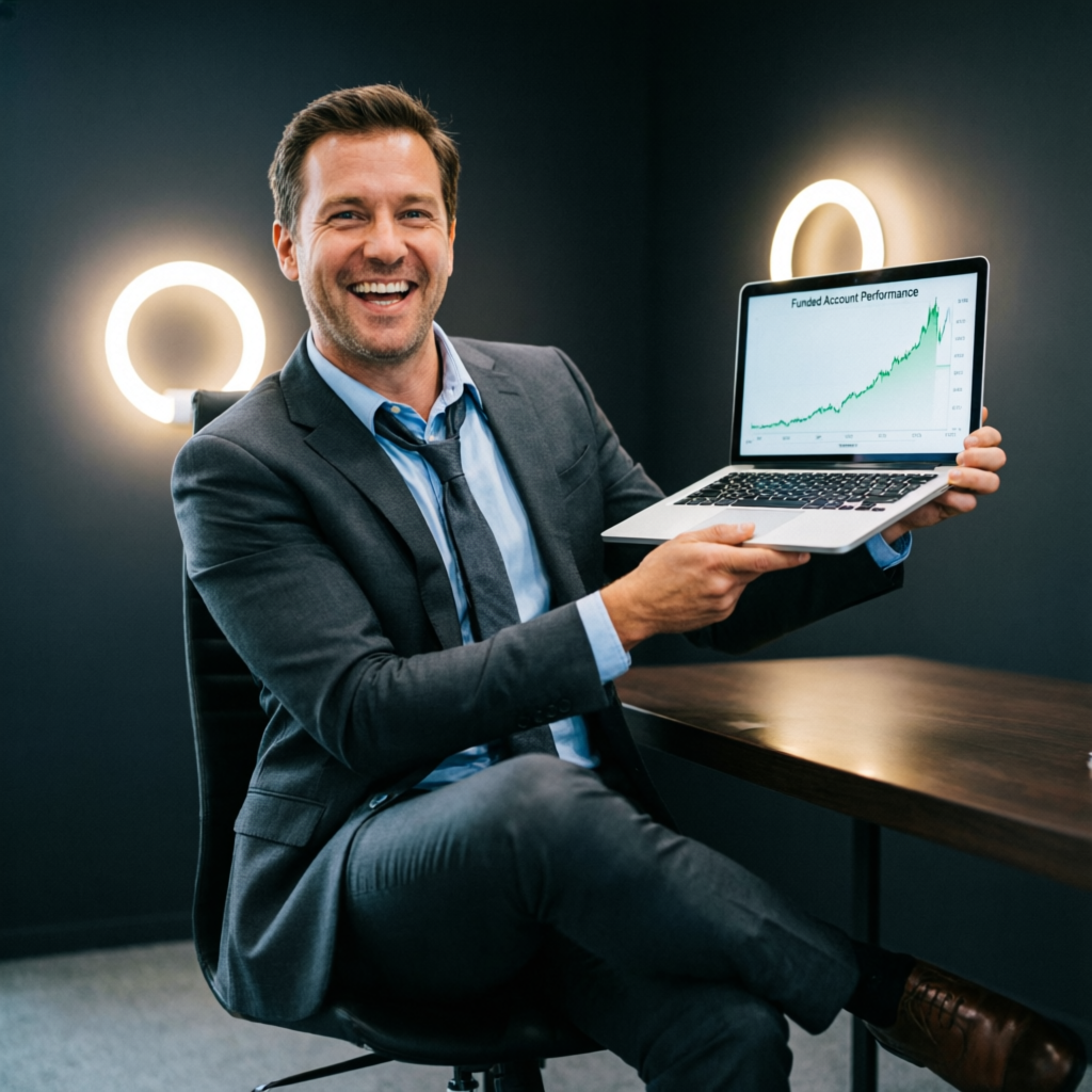 Successful trader celebrating funded account achievement