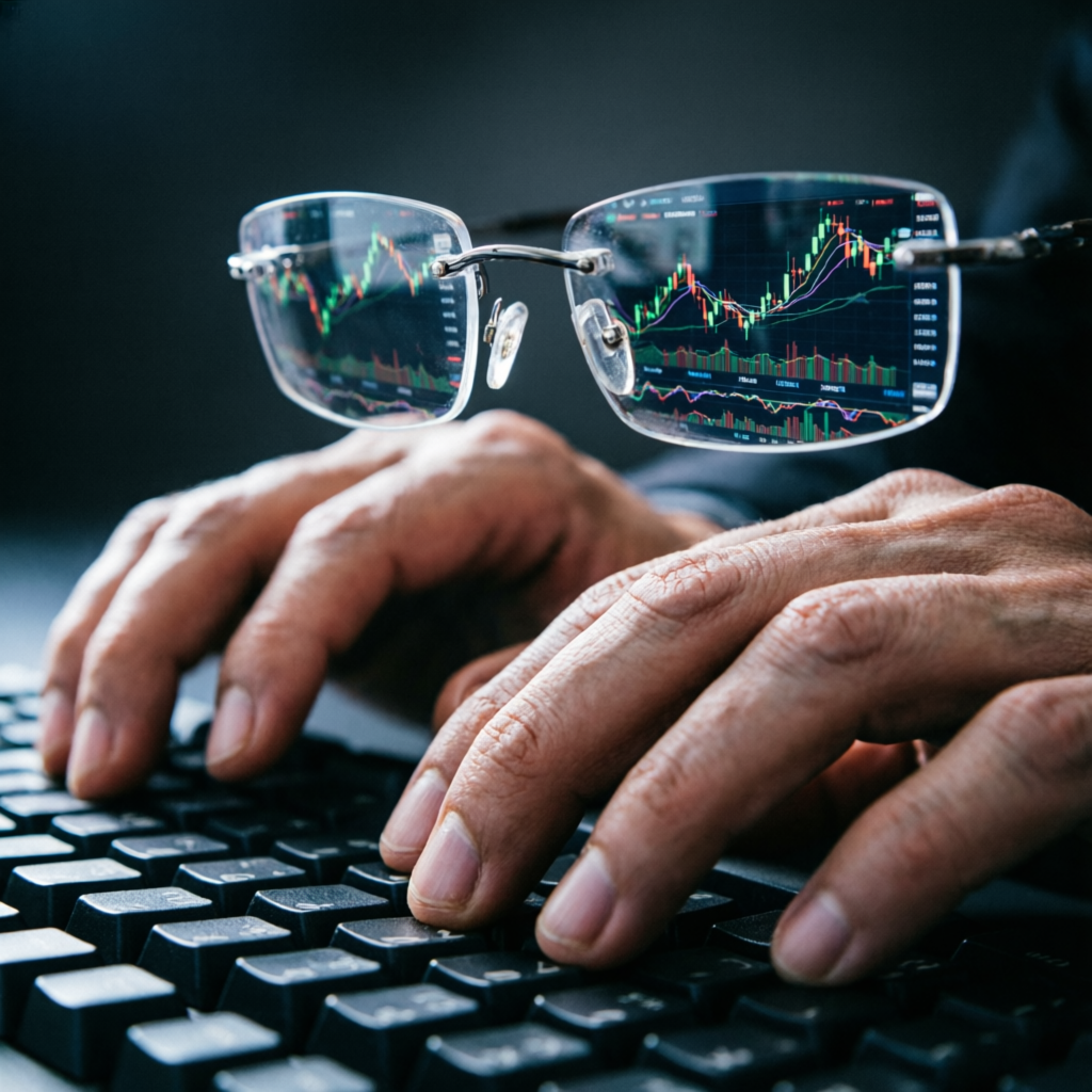 Professional trader analyzing forex charts with precision
