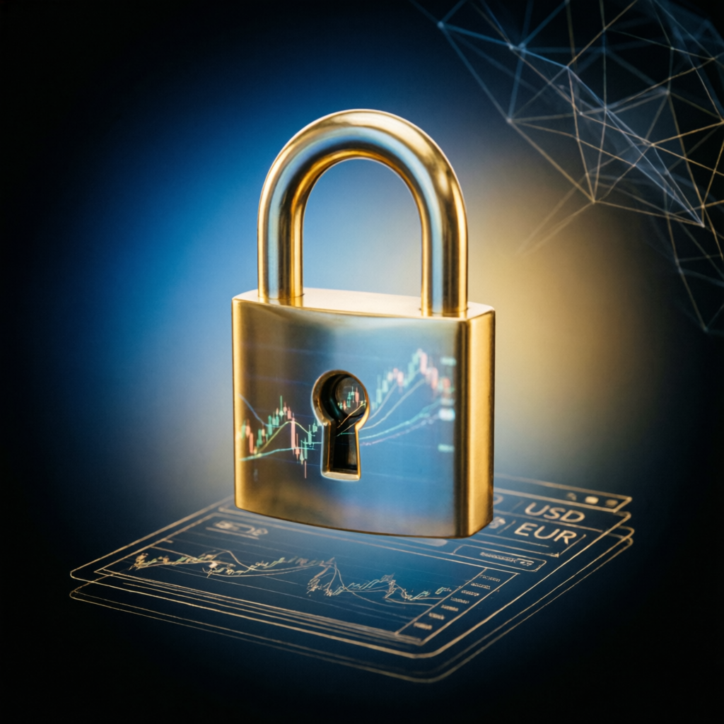 Security lock protecting forex trading account
