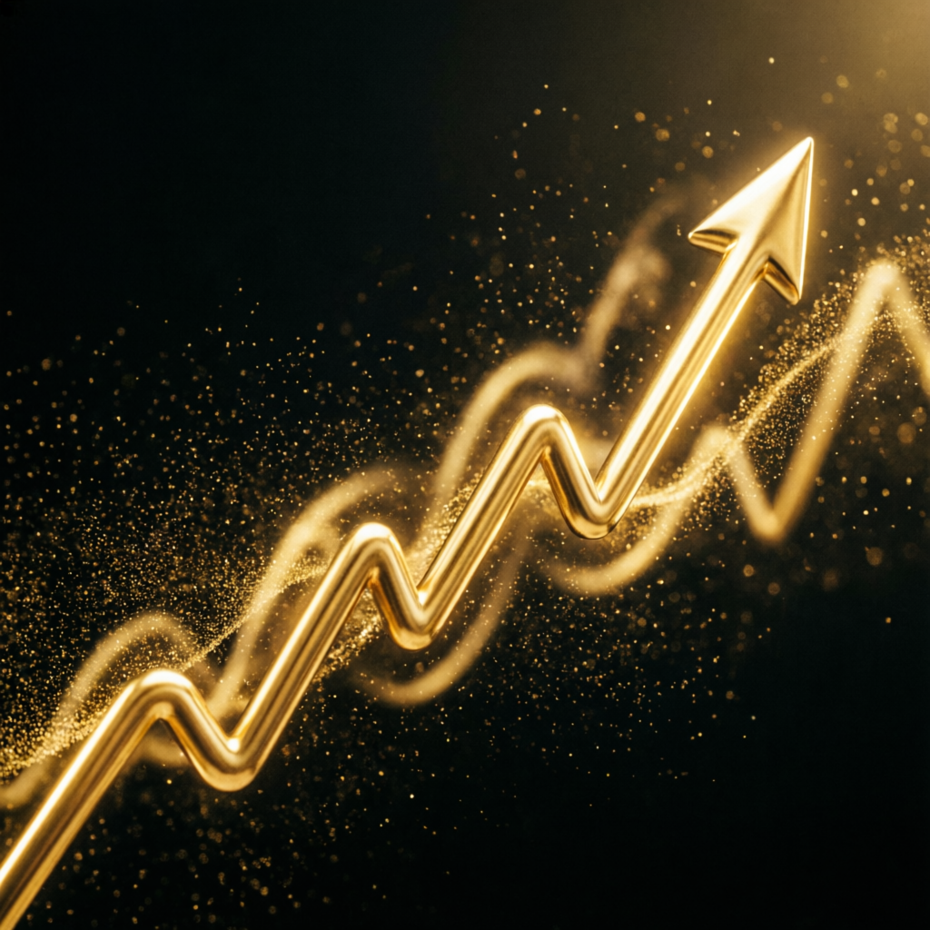 Rising golden financial chart