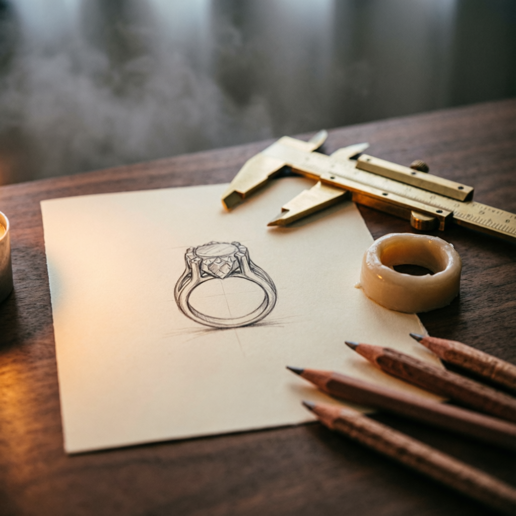 Diseño personalizado de joyas — boceto y herramientas