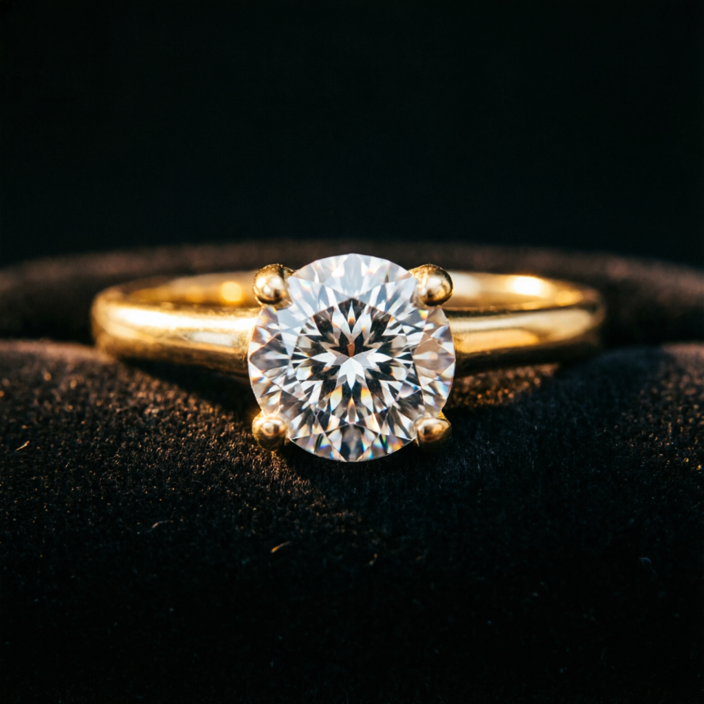 Anillo solitario Aurora en oro 18K con diamante