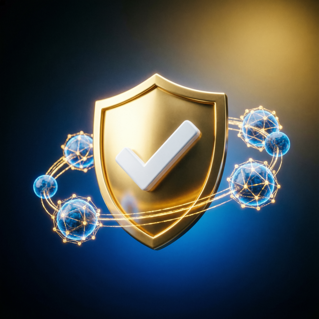 Trust and security shield with verified checkmark for prop firm services