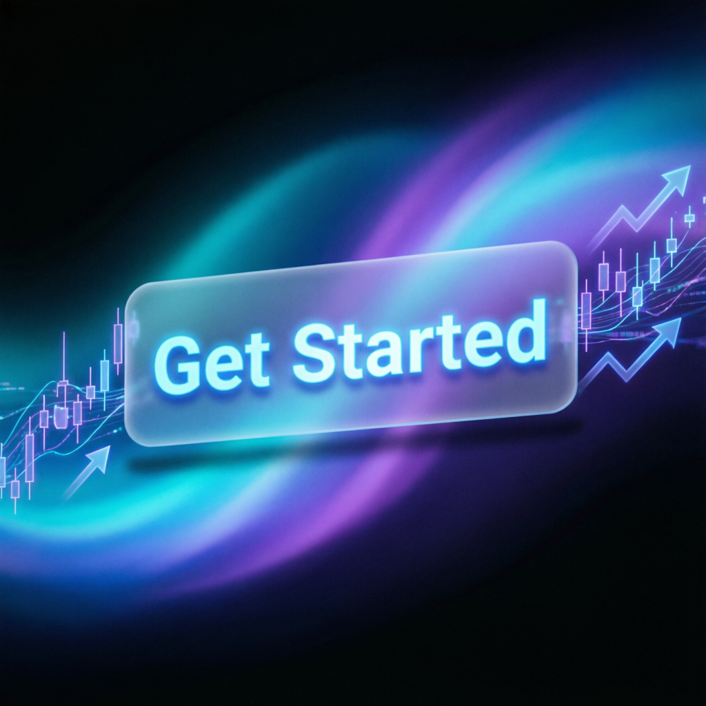 Get Started CTA banner with futuristic trading interface