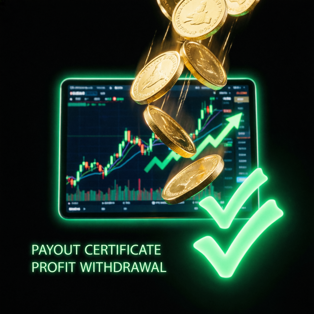 Payout certificate and profit withdrawal with golden coins