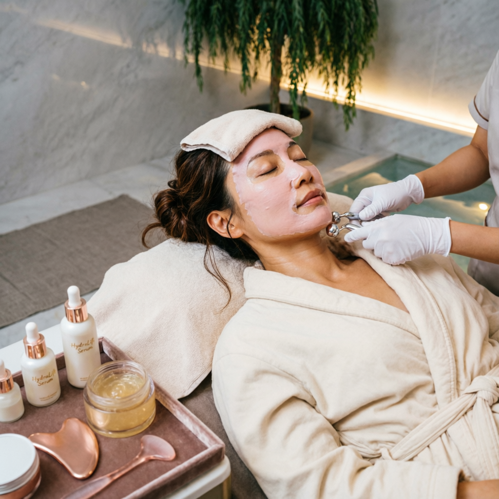 Luxury facial treatment and skincare session