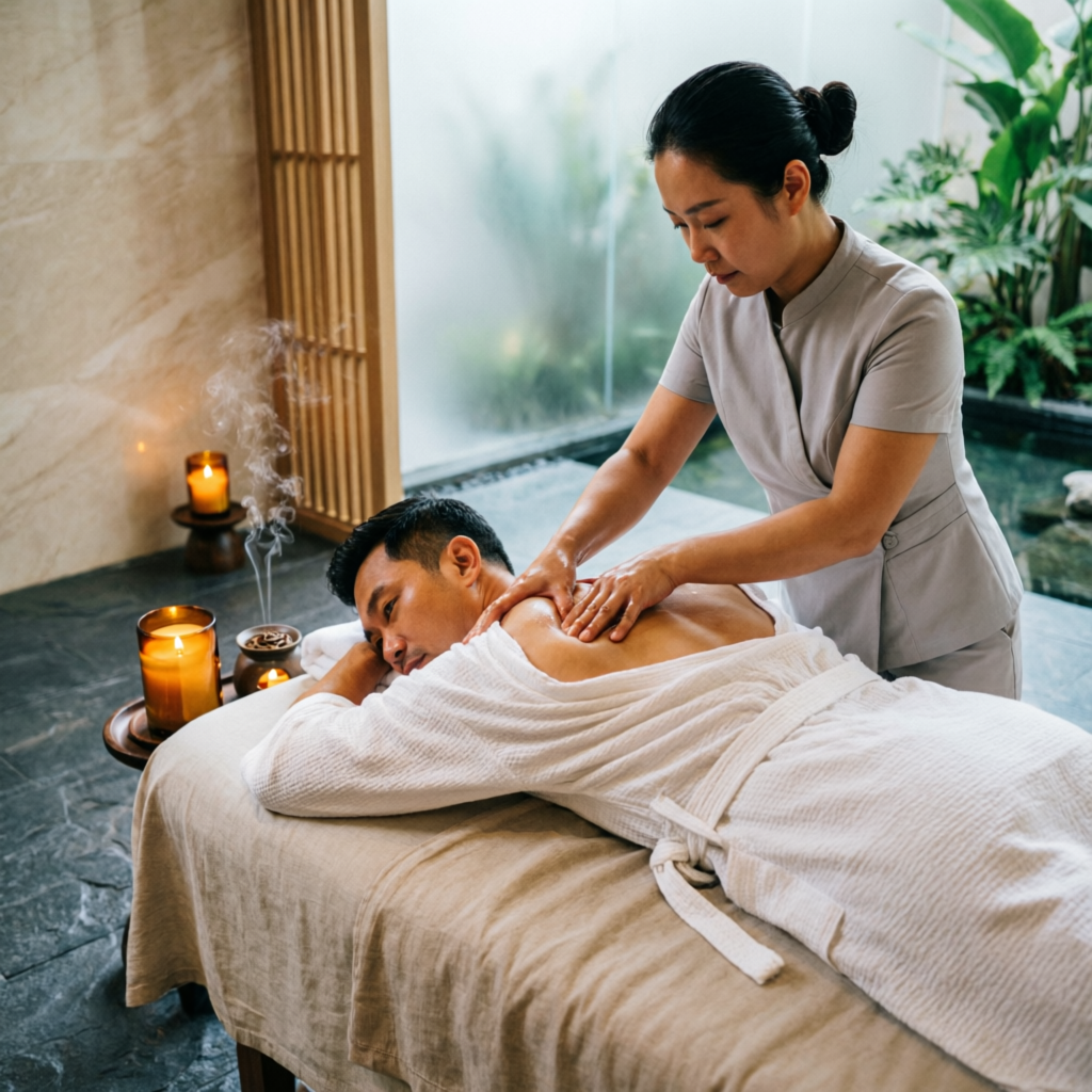 Professional massage therapist providing premium spa service