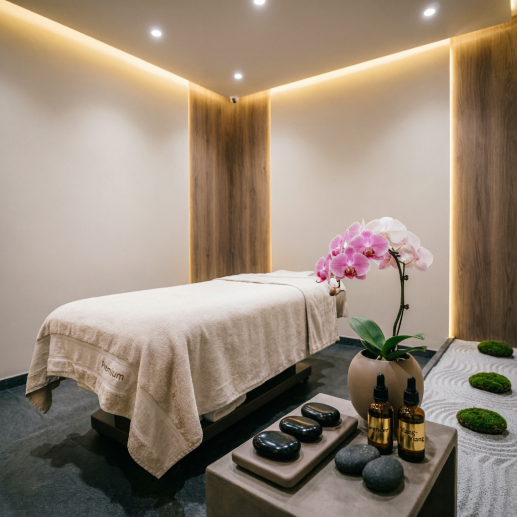 Aromatherapy spa with hot stones and essential oils