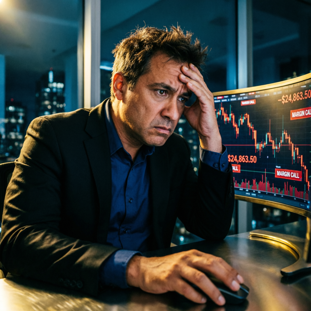 Stressed trader facing trading losses