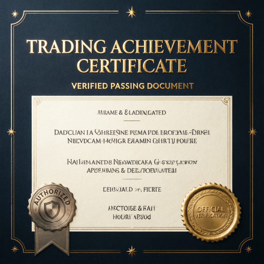 Trading achievement certificate and verified passing document for Apex Trader Funding