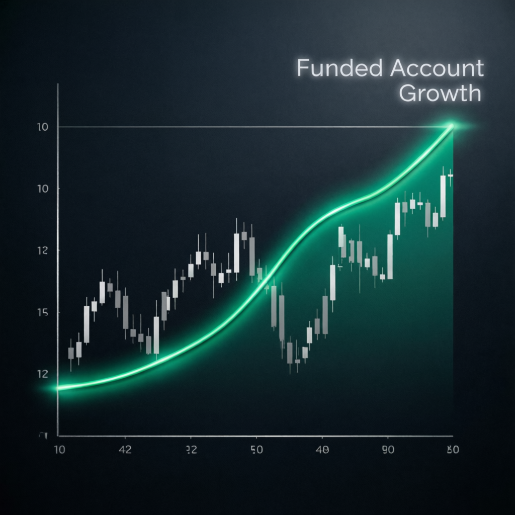 Funded account growth chart showing consistent profit progression for PFM Capitals managed accounts
