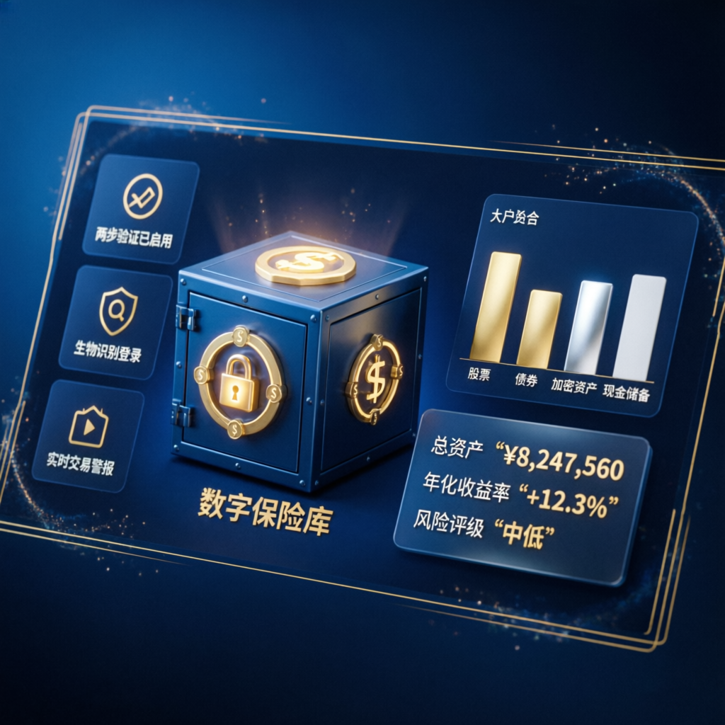 Secure digital vault and financial portfolio dashboard for account management