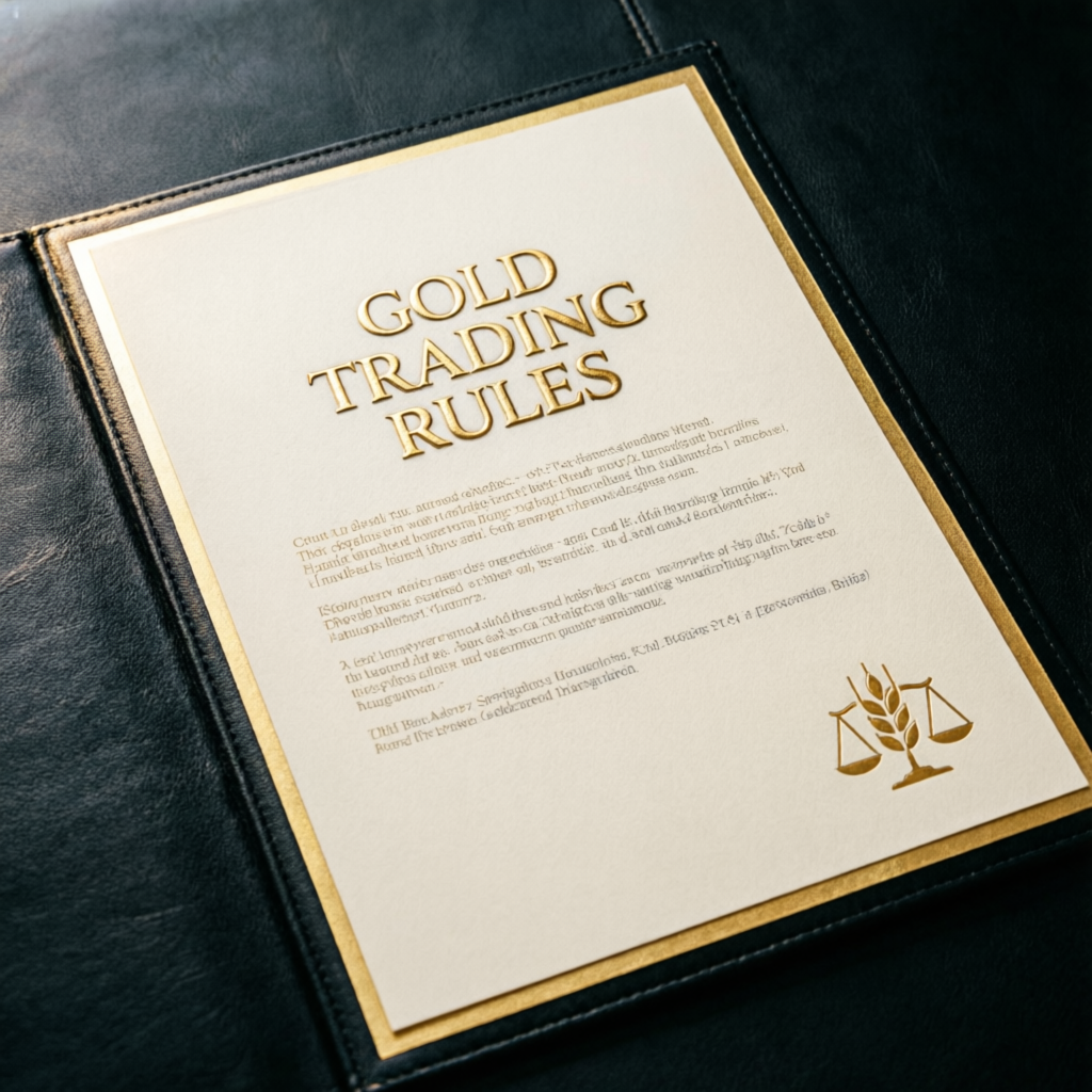 Luxury gold trading rules document representing Topstep challenge requirements
