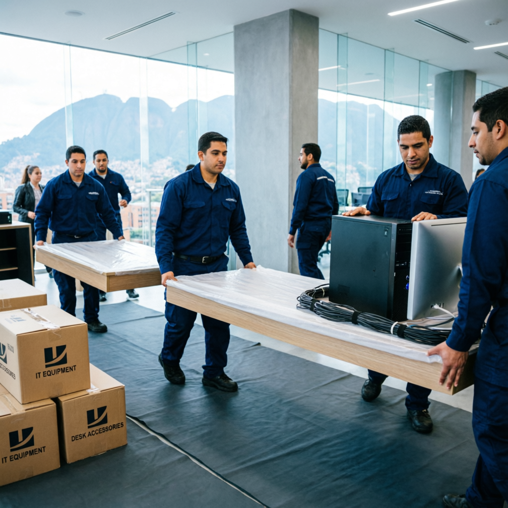 Traslado de oficinas en Bogotá con equipos corporativos