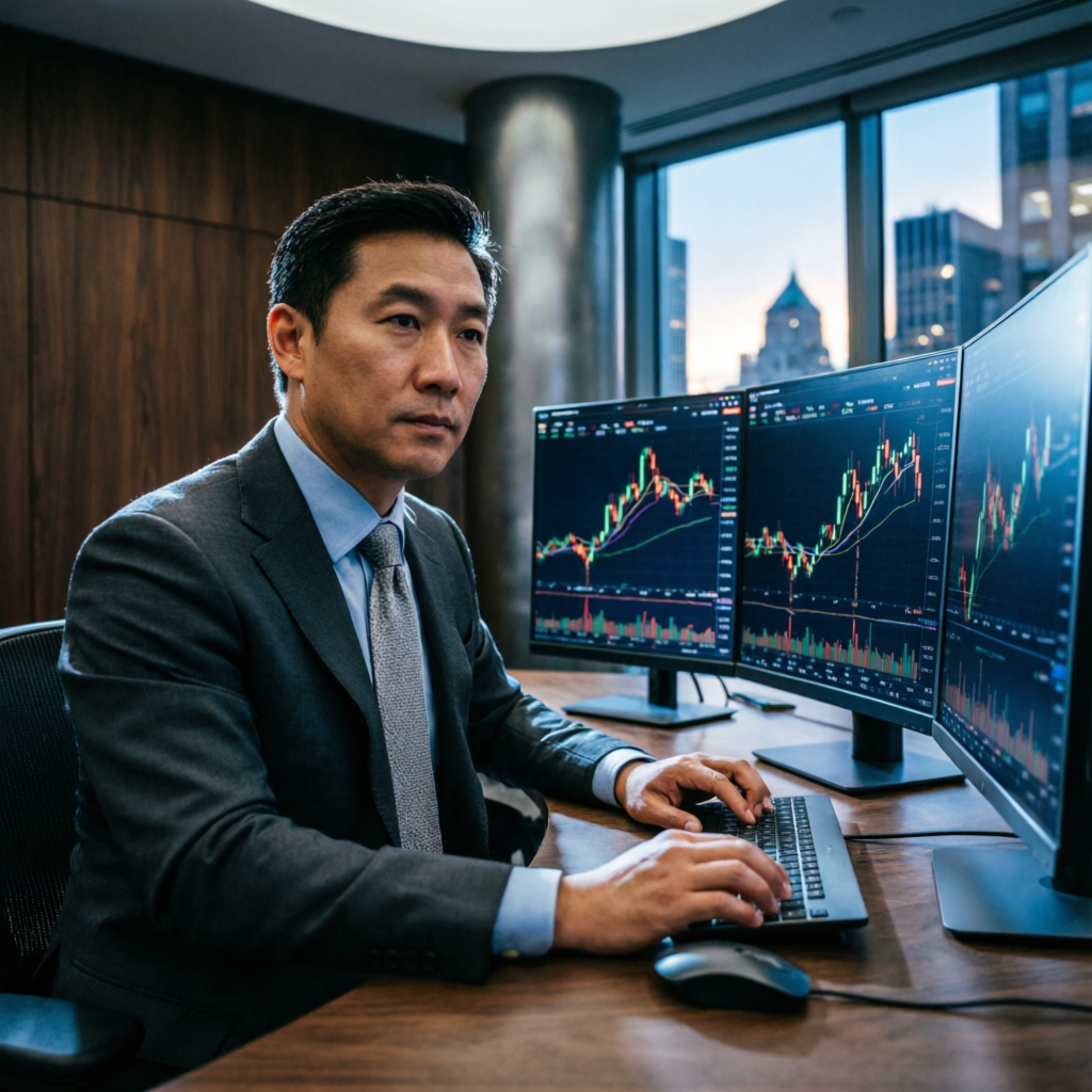 Professional forex trader analyzing Topstep futures charts