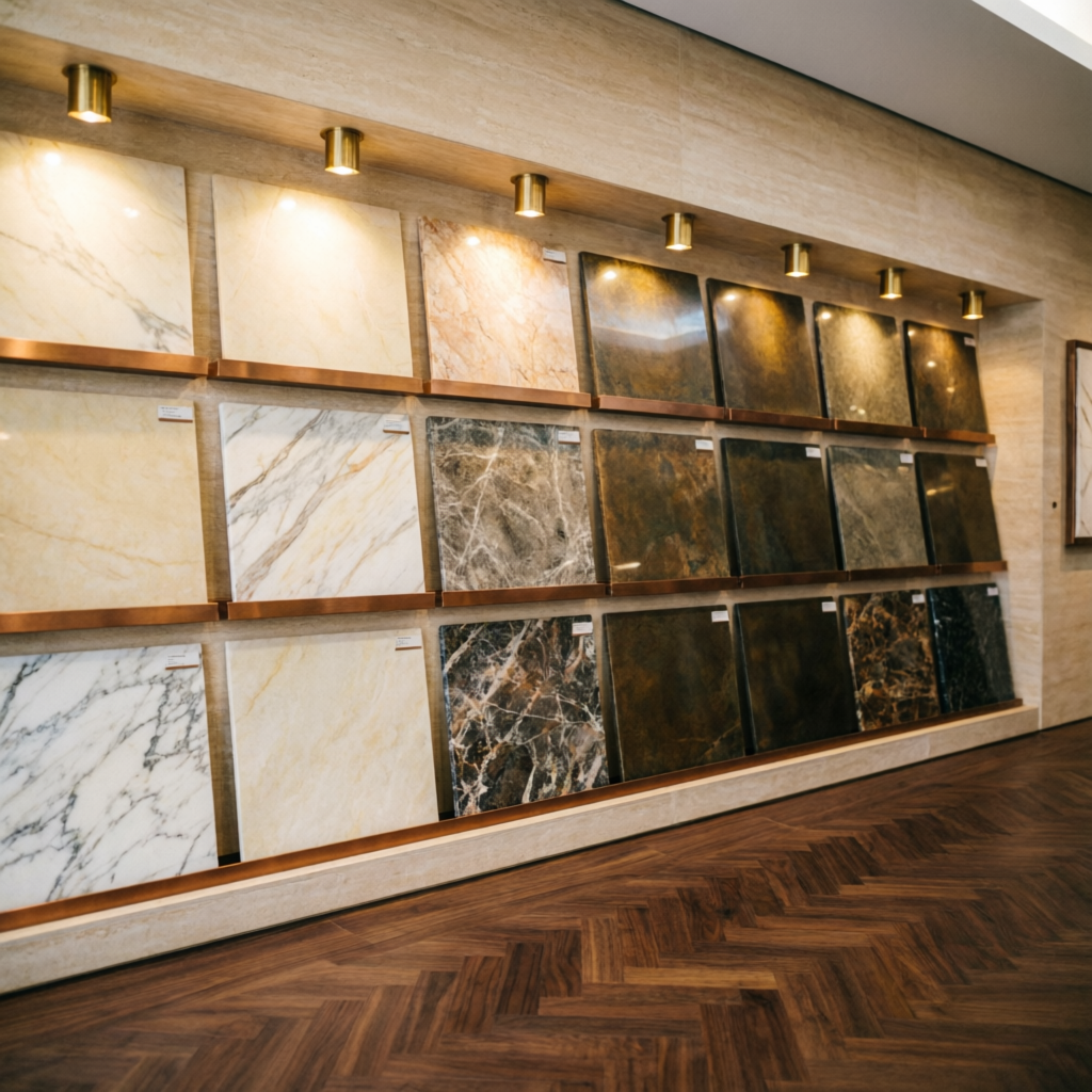 Doruk Mimarlık taş numune kütüphanesi ve showroom