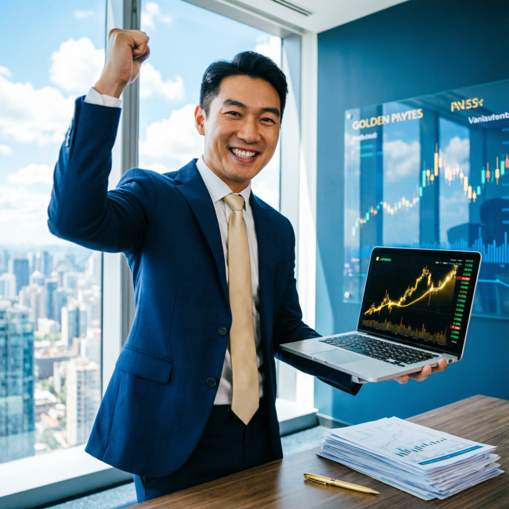 Professional trader celebrating funded account success