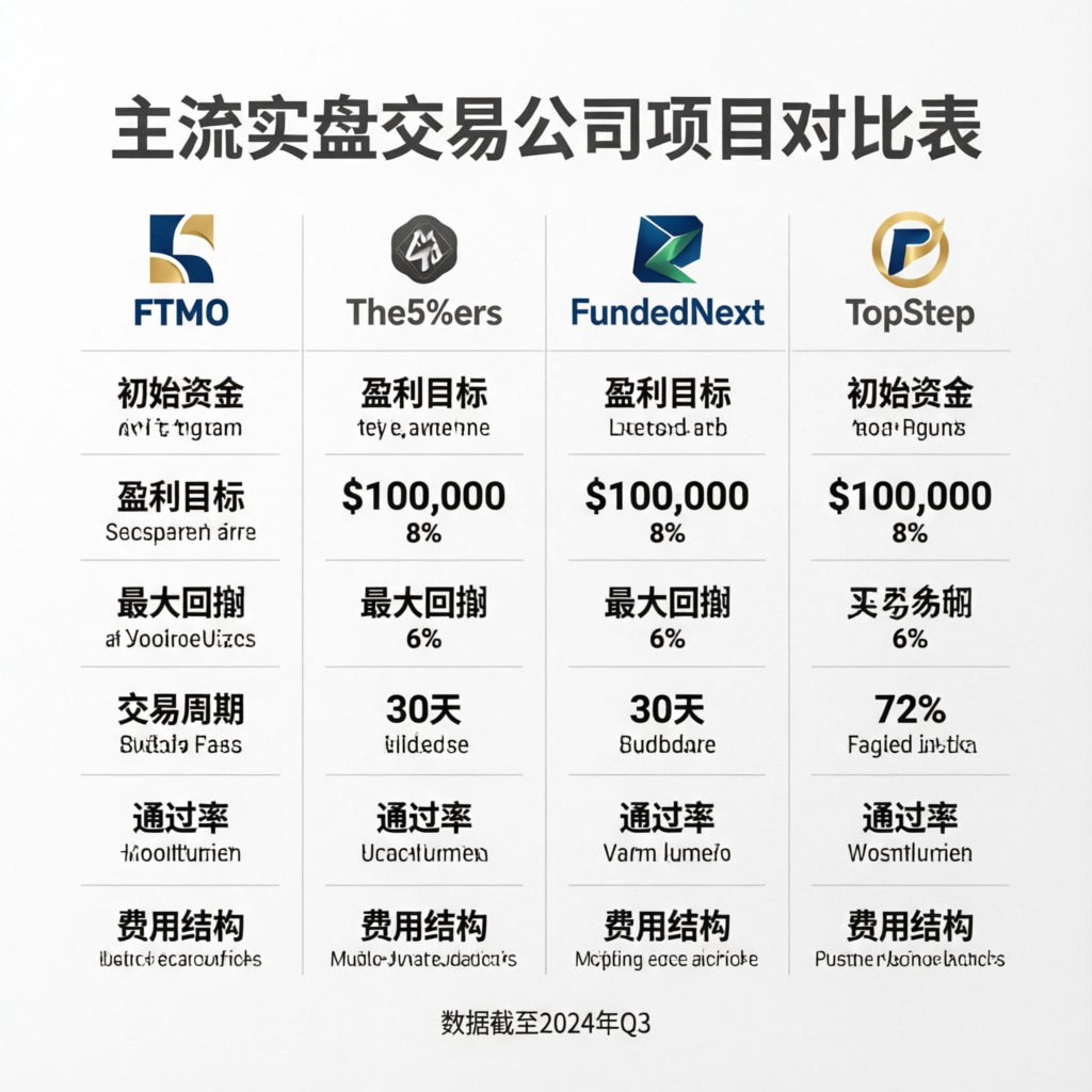 Prop firm comparison chart showing futures trading firms side by side