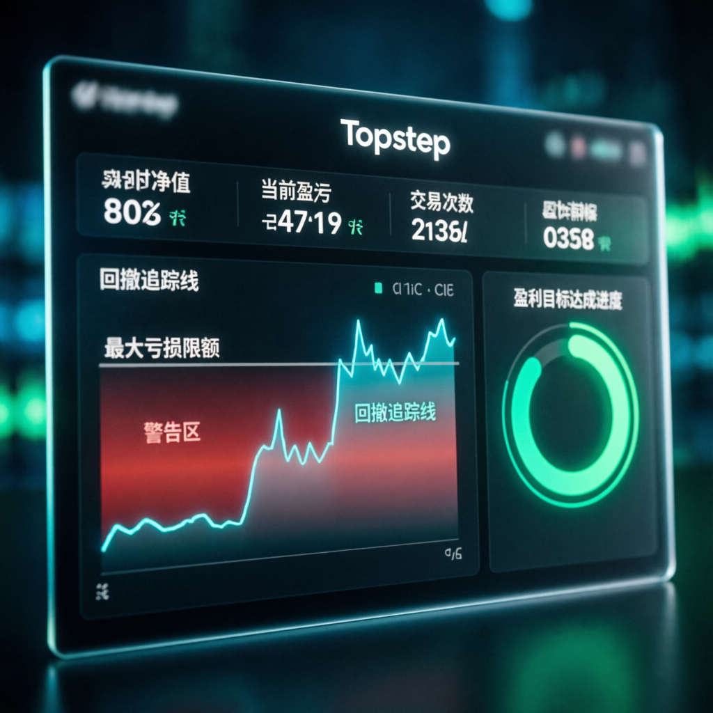 Topstep dashboard showing maximum loss limit and trailing drawdown visualization
