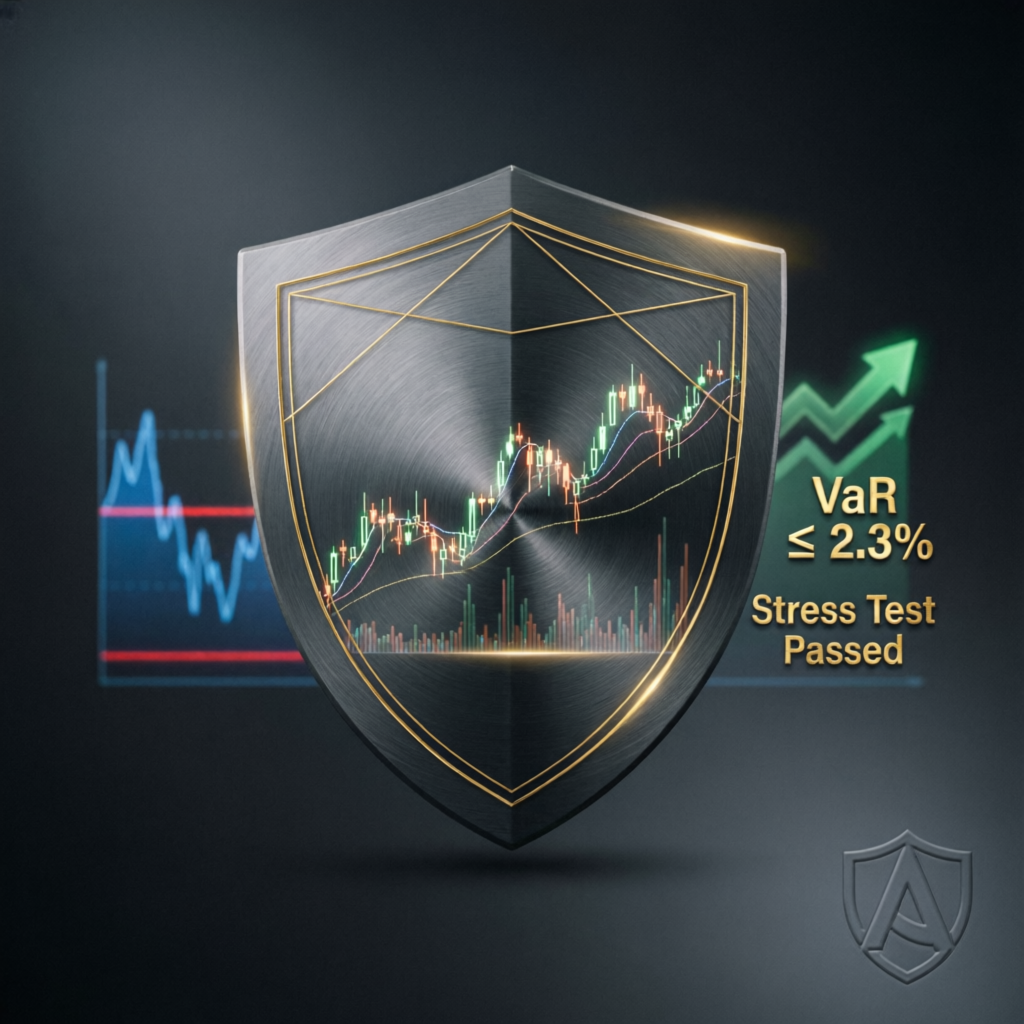 Risk management shield protecting trading capital with financial charts