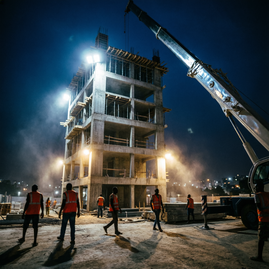 Construction at night
