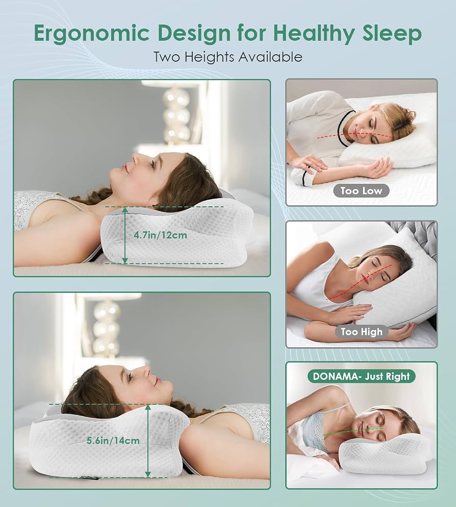 DONAMA cuscino cervicale memory foam ergonomico con due altezze