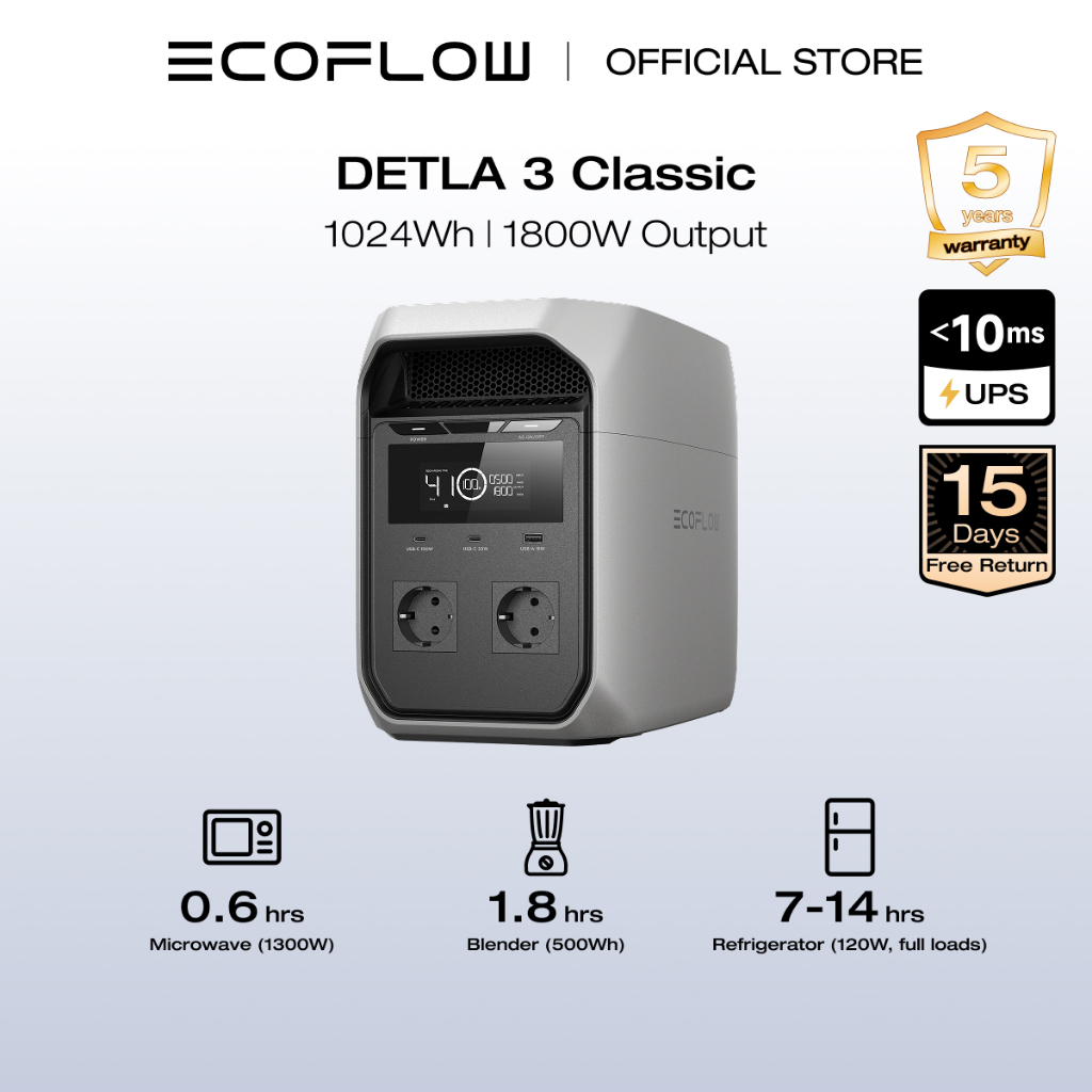 EF ECOFLOW DELTA 3 Classic power station 1024Wh 1800W