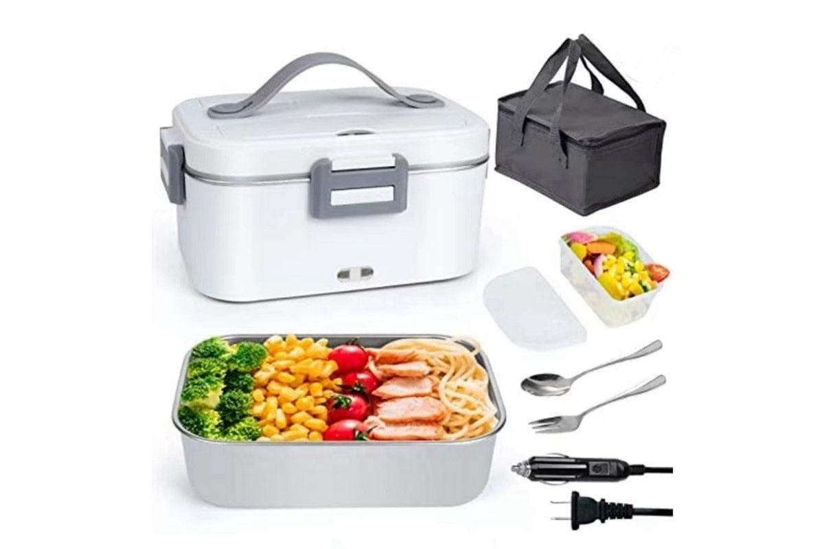 AOKBON scaldavivande elettrico portatile in acciaio inox con borsa e posate