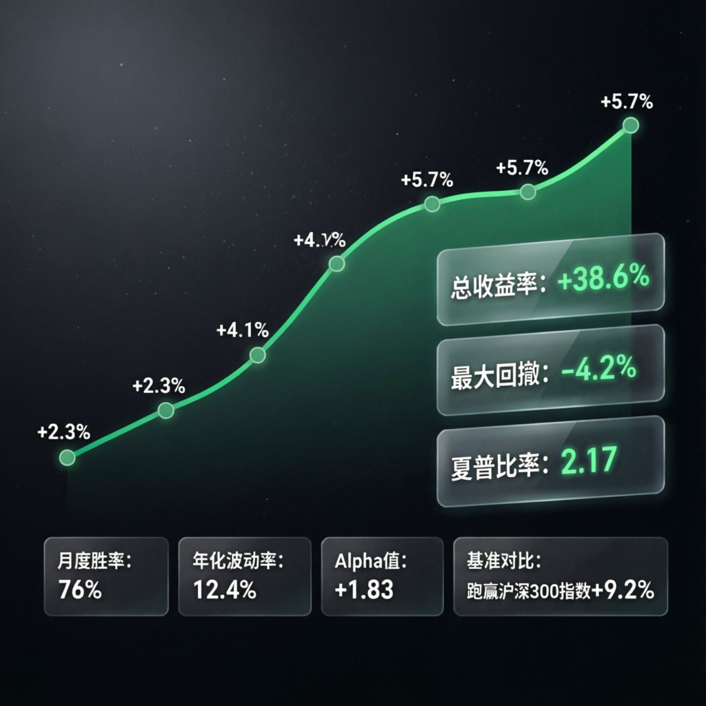 Professional trading portfolio performance chart showing consistent growth