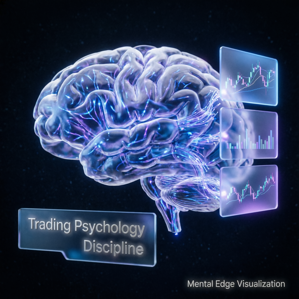 Trading psychology and discipline visualization with brain and charts