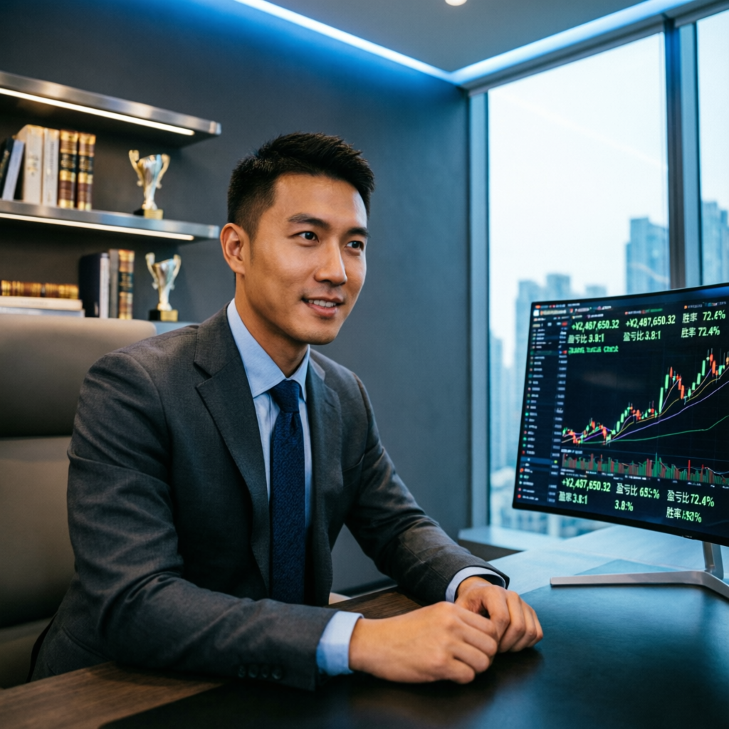 Successful funded trader reviewing Topstep account performance and position size rules