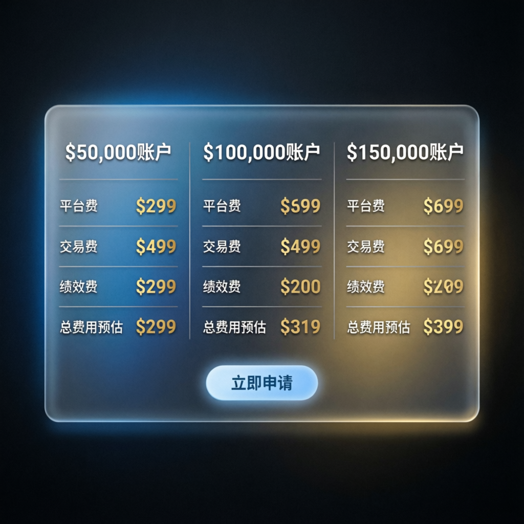 Topstep Trading Combine fees pricing table showing $50K $100K $150K account costs