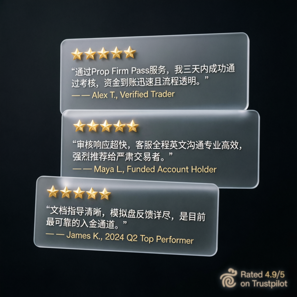 5-star Trustpilot reviews for prop firm passing service