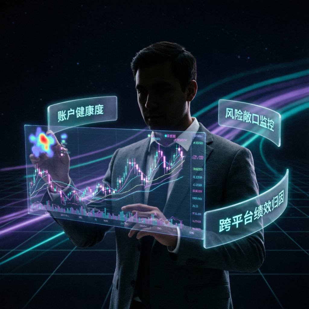 Funded account management service with holographic trading charts