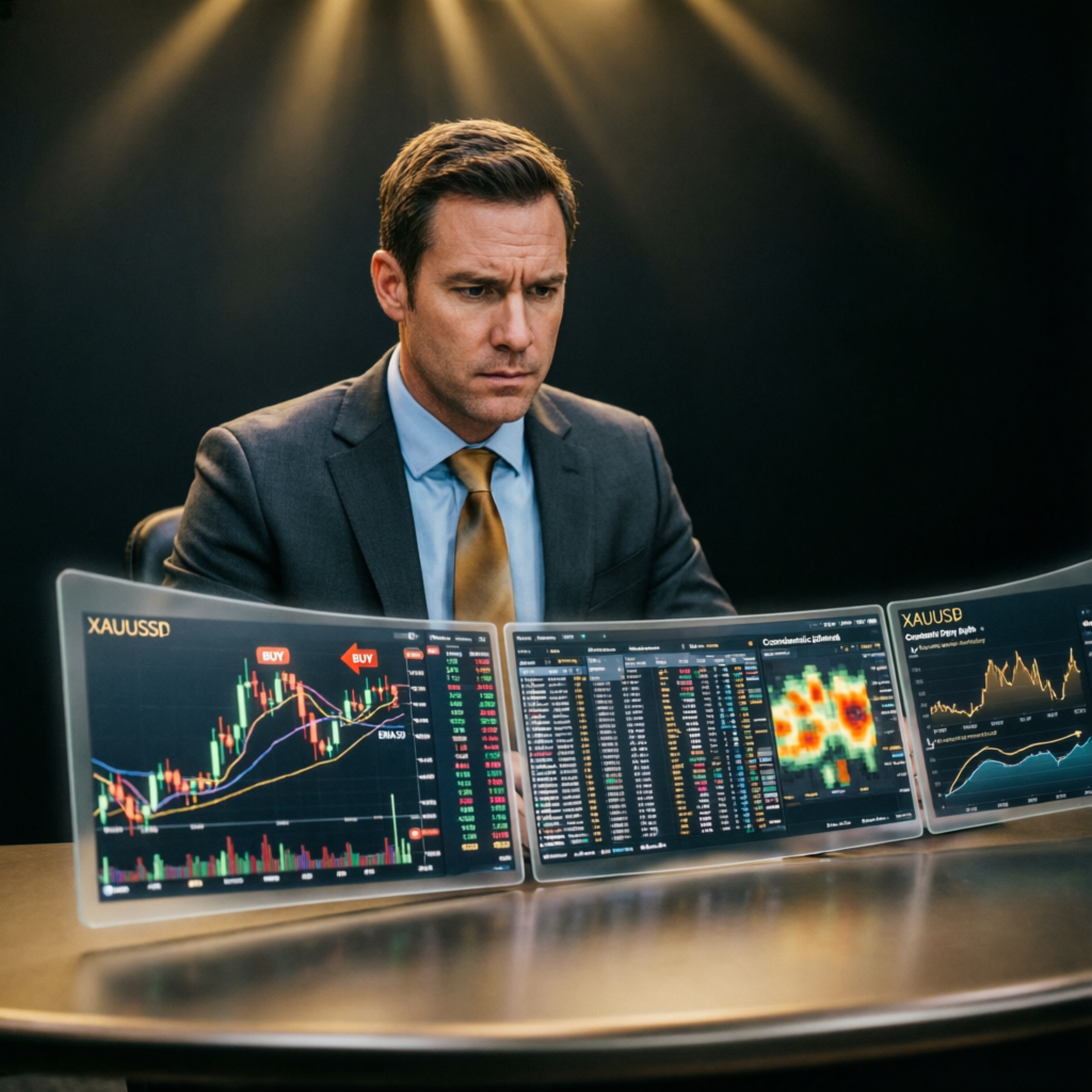 Expert prop firm trader analyzing gold futures XAUUSD chart
