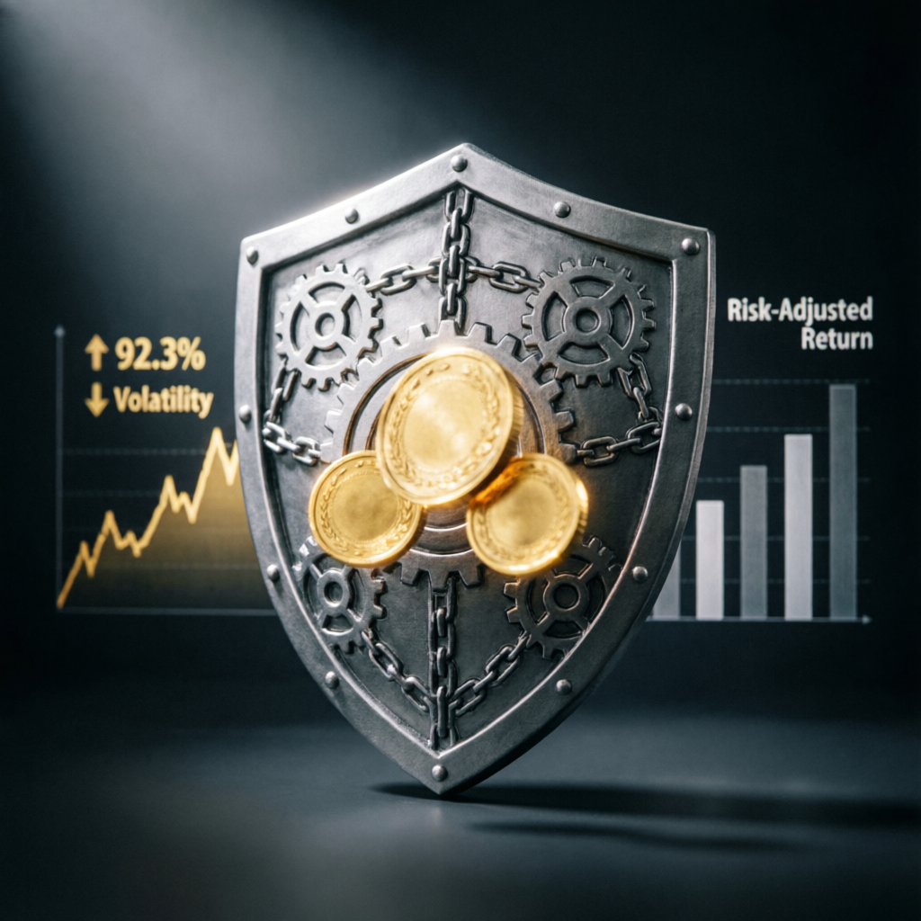 Risk management concept with shield protecting trading capital