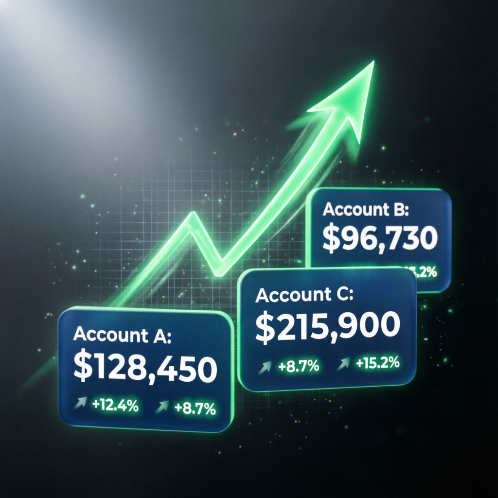 Account scaling concept with growing balance visualization
