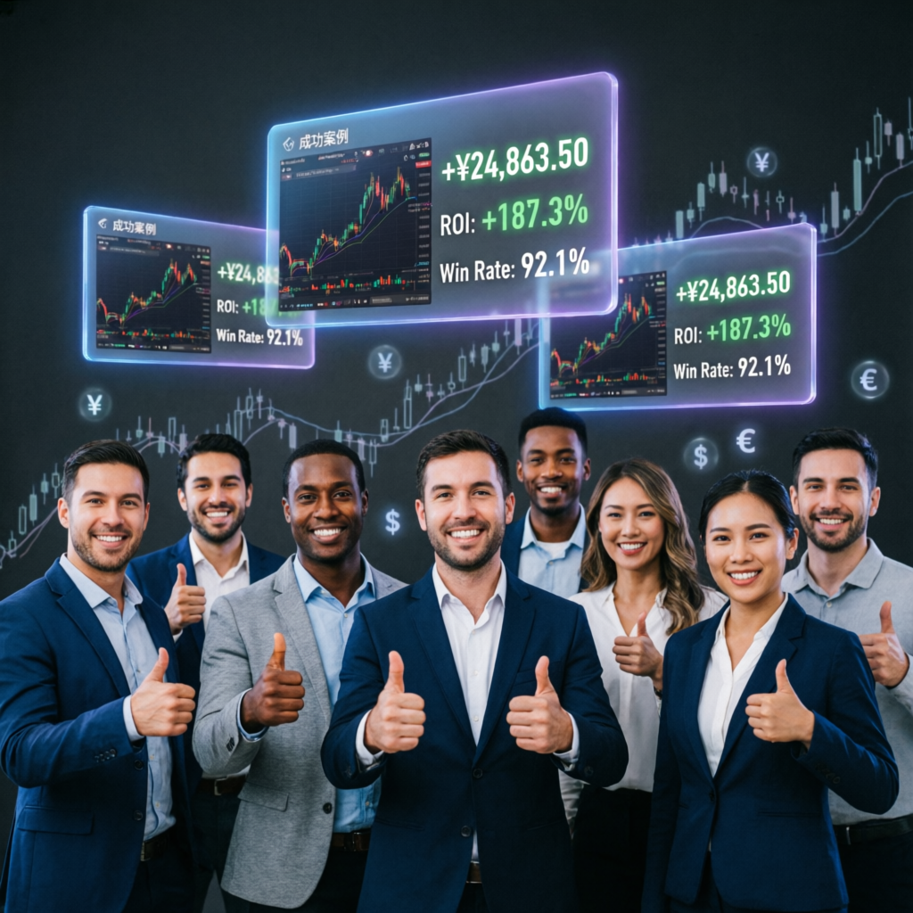 Success stories with traders celebrating profits
